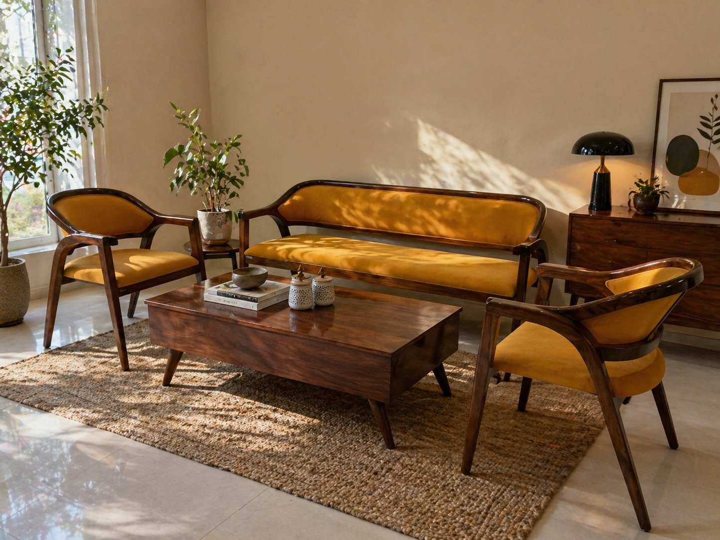 3 Seater Wooden Sofa