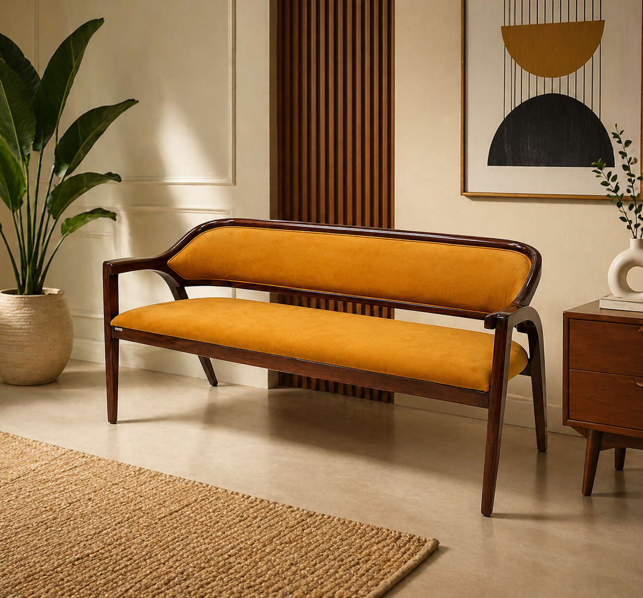 3 Seater Wooden Sofa