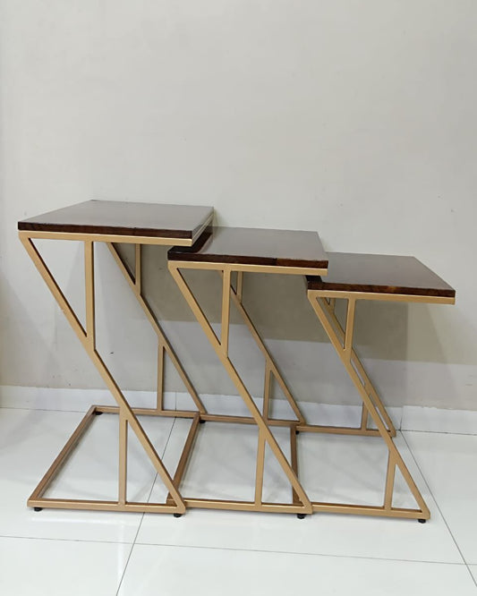 Nesting Table with Iron Base (Set of 3 Pcs)