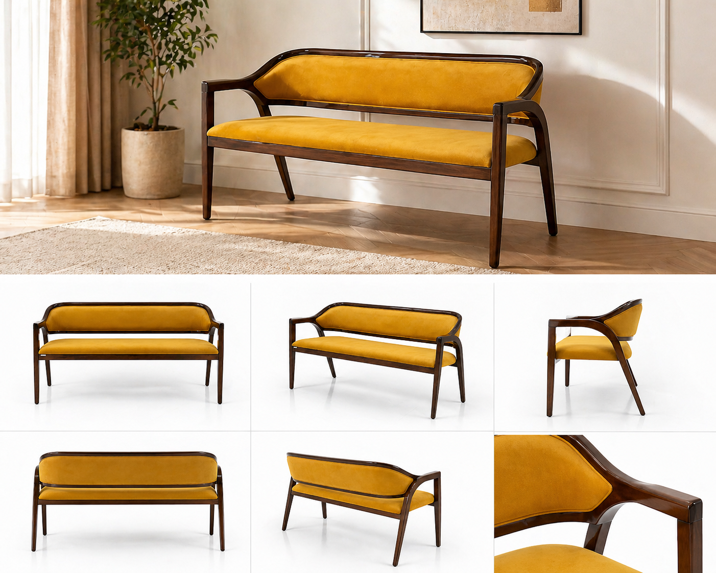 3 Seater Wooden Sofa