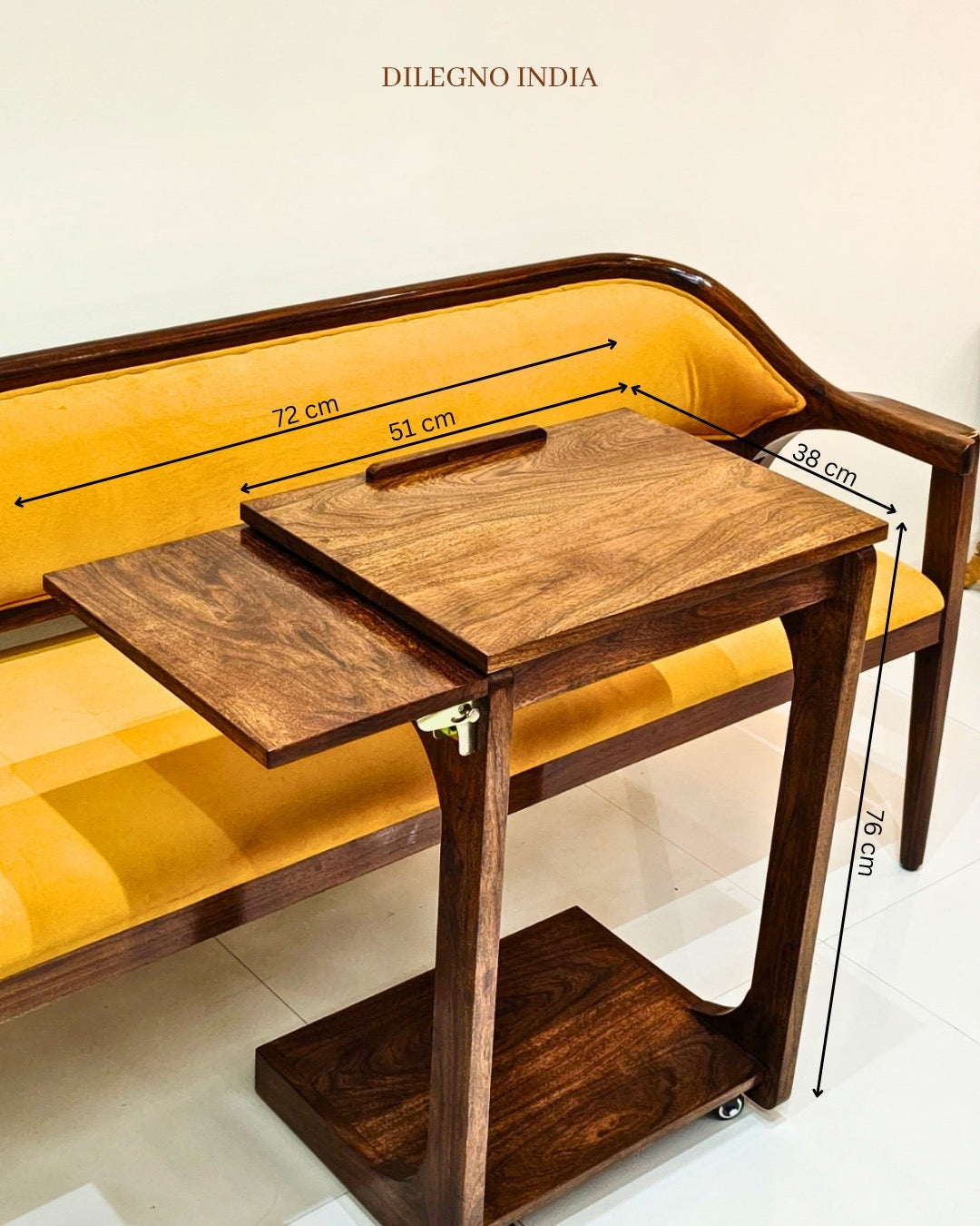 MOVABLE LAPTOP TABLE WITH SIDE SHELF
