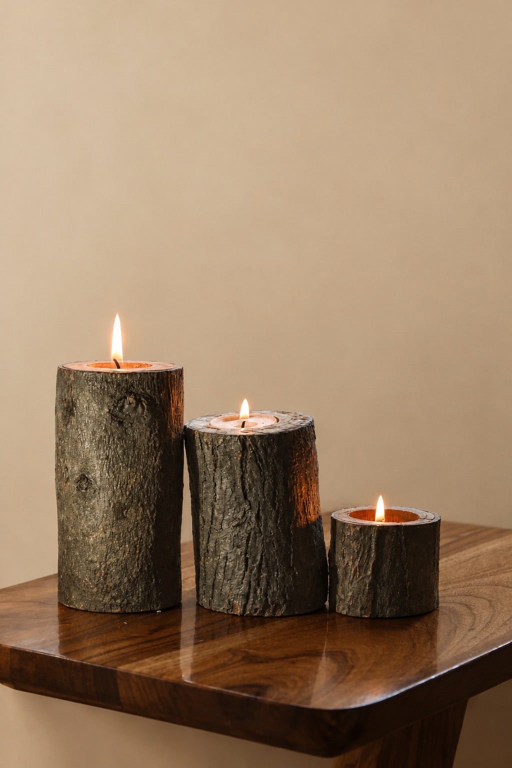 Wooden Tealight Candle Holder Set of 3