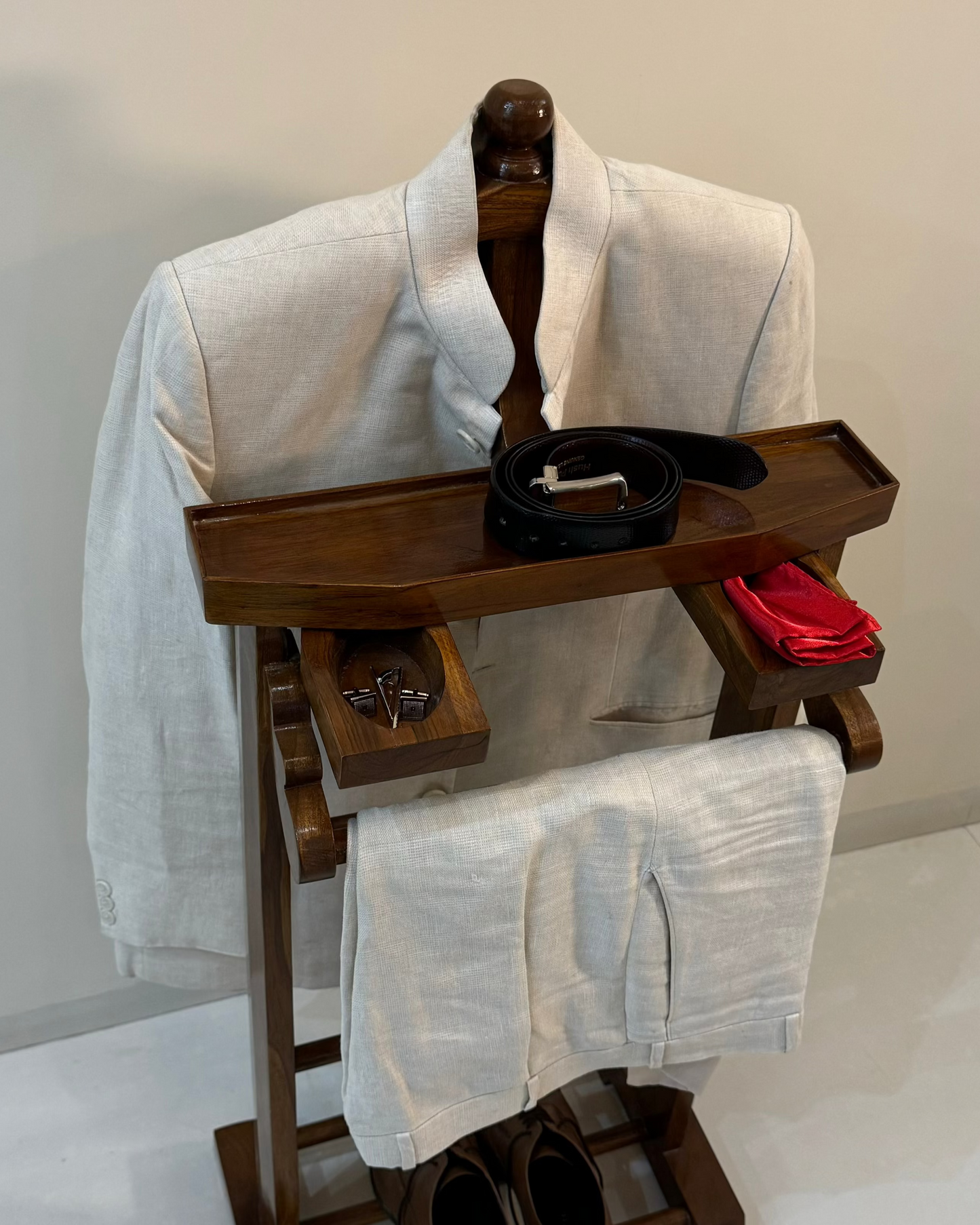 Wooden Coat Stand With Shoe Holder